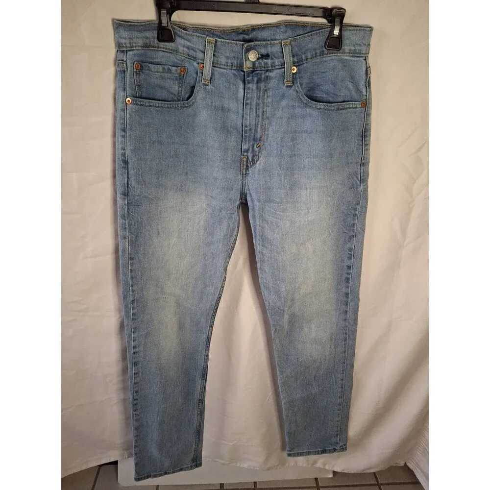 LEVI 502 Straigth Fit Tapered Leg Strech Blue Jeaan Men s Size 32 X 32 (1497)